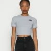 The North Face CROP TEE - Print T-shirt - Light Grey Heather