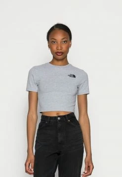 The North Face CROP TEE - Print T-shirt - Light Grey Heather