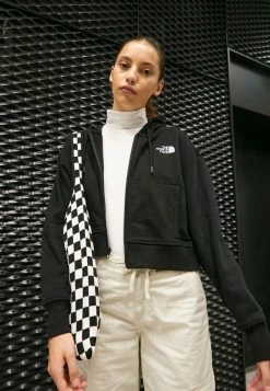 The North Face ICON CROP FULL ZIP HOODIE - Zip-up Sweatshirt - Black