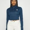 The North Face FLEX CROP ZIP THROUGH - Long Sleeved Top - Shady Blue Dark Heather