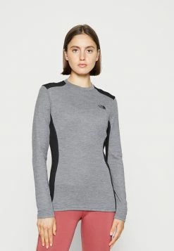 The North Face EASY CREW NECK - Long Sleeved Top - Medium Grey Heather/black